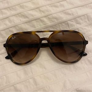 RAY-BAN Unisex Brow Bar Aviator Sunglasses, 59mm - Havana/Brown Gradient